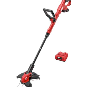 Saker 24V Cordless Weed Wacker, Electric Grass Trimmer Weed Eater with 2 Batteries, 3-in-1 Lightweight Brush Cutter/Lawn Mower/Edger with Wheels & 3 Types of Blades for Lawn, Garden & Yard Care(Black) 