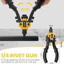 Rivet Gun, 1/4 Pop Rivet Gun Kit with 200 Blind Rivets, 5 Interchangeable Rivet Heads (3/32", 1/8", 5/32", 3/16", 1/4"), Heavy Duty Hand Riveter Tool for Metal, Gutter & Automotive