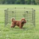 Amazon Basics Foldable Metal Exercise Dog Playpen, Indoor/Outdoor, Single Door, 8 Panels, 36 Inches, Medium, Black