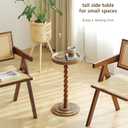 Round Pedestal SideTable Living Room, 24 in tall Small Drink Table Walnut | Small Spaces Martini Table, Wood Leg, for Sofa Bedroom Bedside, Round, 11.8-inch diameter, 24-inch height