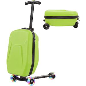 Scooter Suitcase for Kids Ages 8-12& Adult Foldable 2 in 1 Ride on Carry on Travel Hardshell Trolley Scooter Luggage With Wheels 20"