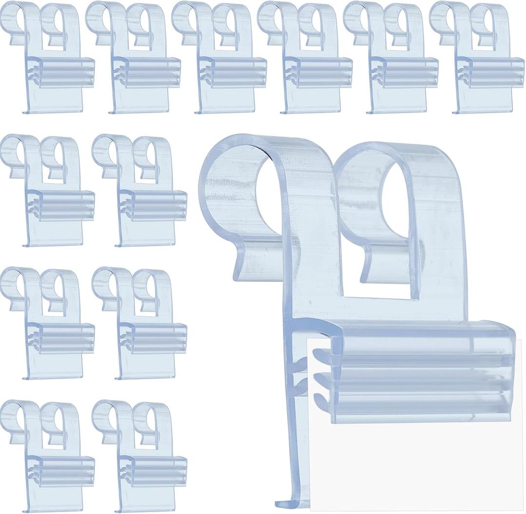 Thyle 100 Pcs Wire Shelf Label Holders Reusable Plastic Tags Holders for Basket for Pantry Retail Store Market Shelf UPC Tags Price Display with Easy Clip Design with Tight Snap Lock Closure