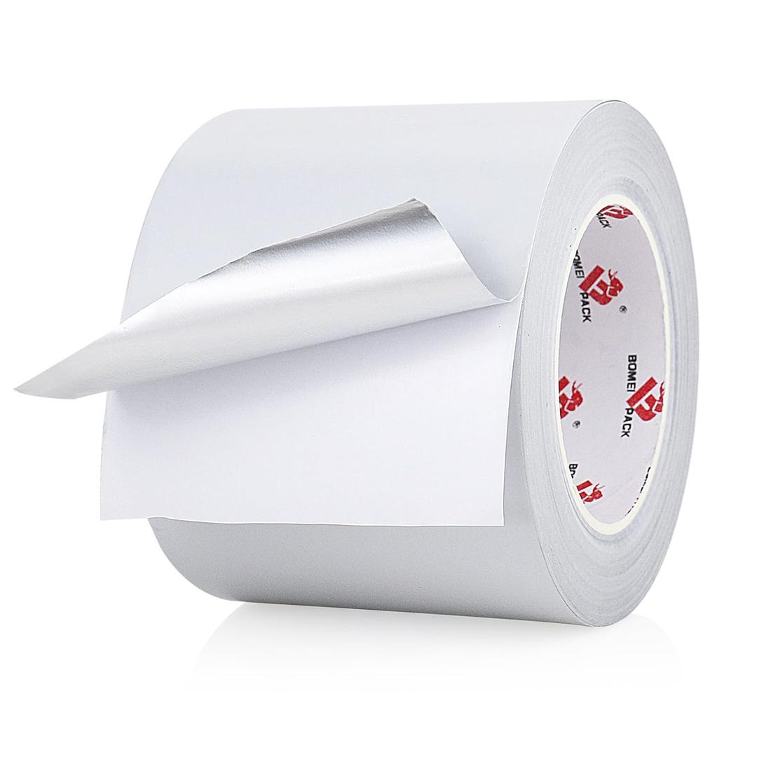 BOMEI PACK Aluminum Foil Tape 4 Inch x 55 Yards,Light Grey Foil Tape,Heavy Duty HVAC Tape,Lime White Metal Duct Tape Aluminum Foil Tape for Ductwork, Metal Repair, HVAC, Air Ducts, Insulation
