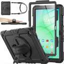 SEYMAC stock Case for Samsung Galaxy Tab A11+ Plus/A9+ Plus 11'', Full-Body Drop Protection Case with Screen Protector Pencil Holder [360 Rotating Hand Strap] &Stand - Black