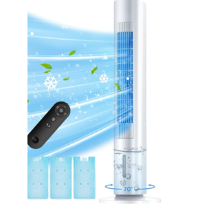 Evaporative Air Cooler, 35" Windowless Air Conditioner Portable, 3 Speeds, 1.2L Water Tank, 3 Ice Packs, 20ft Remote, 7H Timer, No Hose No Window Needed,70 Oscillating Portable AC Unit for Room