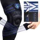 (4 in 1) Professional Knee Brace Built-in Copper Joe Full Leg Compression Sleeve, Adjustable and Detachable Straps - Knee Brace for Men & Women, with Patella Gel Pads & Side Stabilizers, Knee Support Protector for Running, Meniscus Tear, Arthritis