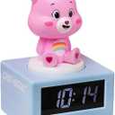 Paladone Care Bears Pink Cheer Bear Digital Alarm Clock with Night Light and Music, Officially Licensed Bedroom Decor for Girls and Women, Battery-Operated pop Culture Product