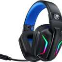 Fachixy Wireless Gaming Headset with LED Light for PS5, PS4, PC, Switch, Laptop, Mac - 2.4GHz & Bluetooth 5.4, 50H Battery, Flip Mic, Lossless Audio, Foldable, Immersive Gaming (RGB-Black)