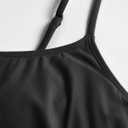 ZAFUL Women Swimdress with Bikini Briefs 2 Piece Tankini Swimsuits Ruched Bathing Suits (Black, XXL)