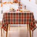AQOTHES Plaid Fall Tablecloth Thanksgiving Rectangle 60x104 Inch, Rust Orange Table Cloths Autumn Decorations, Polyester Fabric Table Cover for Harvest Party Dining Farmhouse Kitchen Decor