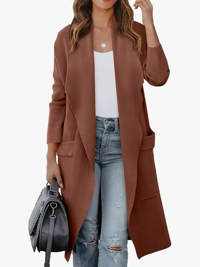 Women's Long Cardigan Sweater 2025 Fall Fashion Casual Oversized Knit Open Front Coatigan Jacket Coat Outfits, L