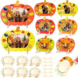 2 x Geelin 6 Pack Fall DIY Wooden Pumpkin Picture Frames Craft Kits Pumpkin Photo Frame Ornament for Thanksgiving Autumn Art Fall Craft Decoration for Home Classroom Activities Gift Party Favor (Classic)