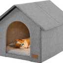 Indoor Dog House with Washable Plush Cushion - Medium Size, Suitable for Dogs & Cats, 22.8"D x 18.5"W x 19.1"H