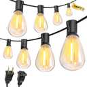 Outdoor String Lights 100FT for Outside Patio Lights with 50+2 Shatterproof S14 LED Dimmable Bulb, Outside Hanging Light Waterproof for Porch Garden Fences Backyard Balcony Pathways 2700K