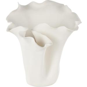 Deco 79 Ceramic Floral Decorative Vase, Abstract Floral Inspired Centerpiece, Flower Vase for Home Decoration, Cream, 10" x 10" x 10" (White)