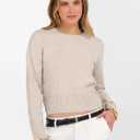 ANRABESS Women’s Long Sleeve Cropped Crew Neck Lightweight Fall Sweaters (Beige)