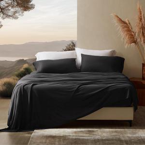 SLEEP ZONE Twin Sheets Set - 3 Piece Bedding - Jersey Knit Cooling Sheet Set - Soft and Fade Resistant - Easy Care - Deep Pocket (Twin,Black)