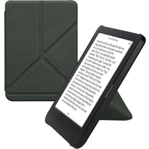 Kwmobile Origami Case Compatible with Kobo Clara BW/Colour Case - Slim PU Leather Cover with Stand - Dark Green
