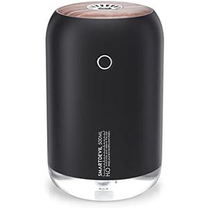 SmartDevil Portable Mini Humidifier, 500ml Desk Plant Humidifier, USB Personal for Bedroom, Office with Night Light, 2 Mist Modes, Black