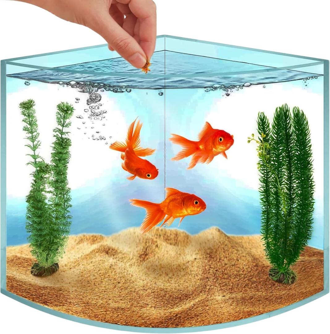 Skywin Corner Fish Tank, 1.71 Gallon Acrylic Fish Tank, Corner Aquarium for Real Life Fish, Aquarium for Small Fish, Aquariums & Fish Bowls