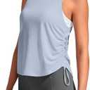 G4Free Lyocell Racerback Women Workout Tank Tops Ruch Side High Neck Muscle Tops for Gym Athletic Yoga M