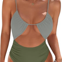 Blooming Jelly Womens One Piece Swimsuit Tummy Control Bathing Suit Sexy Flattering Cheeky High Cut Out Cute Ladies Swimwear Army Green XL/XXL