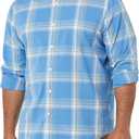Amazon Essentials Men's Long-Sleeve Regular-fit Stretch Poplin Shirt (Blue, S)