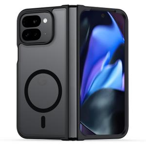 TIANNIUKE Magnetic Case for Google Pixel 9 Pro Fold, Transparent and Yellow Resistant,Compatible with MagSafe,Slim Fit Shockproof Protective Phone Case for Pixel 9 Pro Fold Case (Black)