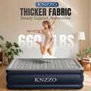KNZZO Queen Air Mattress with Built-in Pump, 18" Top Inflatable Mattress with Waterproof Flocking Fabric, Three-Minute Quick-Inflatable Bed. Portable Blow Up Mattress for Home, Outdoor and Guests