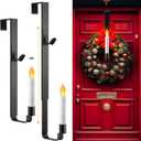 Enhon Christmas Wreath Hanger for Front Door with Candle Holder and Flameless Candle, Adjustable Wreath Hanger from 15.7 to 26", Fits Doors up to 2" Thick, 20lbs Capacity(Black,1 Pack)