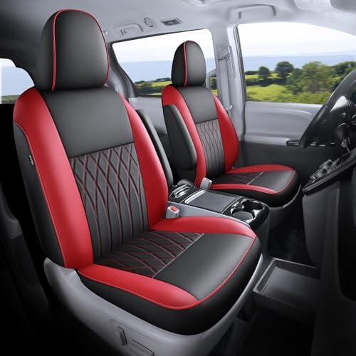 FEINEPRO Customized for Toyota Sienna Seat Covers 2011-2020 Sienna 8 Seats 3 Row, Leather Car Seat Covers Waterproof Seat Covers Full Set for Cars, Car Seat Protectors, Airbag Compatible(BlackRed)
