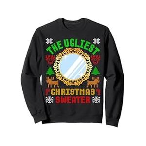The Ugliest Ugly Christmas Sweater With Mirror Funny Xmas Sweatshirt Size L