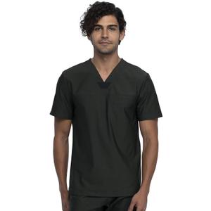 Cherokee Men's V-Neck Scrub Top, Modern Fit One Chest Pocket with 360° Stretch Knit CK885, M, Olive Branch