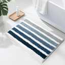 Sunlit Ombre Blue Bathroom Rug Nautical Bath Mat for Bathroom Non Slip 24"x17" Blue and White