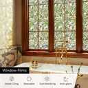 Window Privacy Film, 3D Stained Glass Window Film, 23.6x35.4in | Decorative Window Privacy Film for Bathroom, Front Door, Home, Sun Blocking Heat Control, Static Cling, Dancing Plant