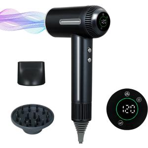 Hair Dryer,7 Temps&31 Modes.Intelligent Temperature Control,LCD Display,Self-Cleaning Mode,Facial Care Mode.1600W Ionic Blow Dryer.Low Noise Thermo-Control Hair Dryer with Diffuser and Nozzle (Silver)