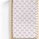 Pink Bows Ribbon Baby Crib Sheets for Girl 52"x28" Pastel Pink Ribbons Soft Stretchy Fitted Crib Mattress Covers Watercolor Bows Girly Nursery Baby Sheet for Standard Crib & Toddler Mattress Pad (One size)