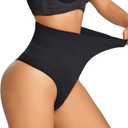 Dulchany Thong Shapewear Tummy Control Underwear for Women Seamless Body Shaper Panties (Large, 3 Pack)