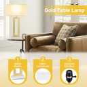 Seealle 22" Tall Bedroom Lamps for Living Room - Gold Bedside Lamps with Marble Base, Lamp for Nightstand with Knob Switch, Modern Night Stands Lamps for End Tables(White&Gold&Marble)