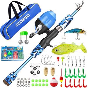 ODDSPRO Kids Fishing Pole, Portable Telescopic Fishing Rod and Reel Combo Kit - with Spincast Fishing Reel Tackle Box for Girls, Youth
