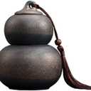 Ceramic Airtight Canister,22 Oz /660ml,Gourd Shap 2 Layers Tea Candy,Food Storage Jar for Coffee,Beans,Herb,Spices,Nuts (Stone Golden)