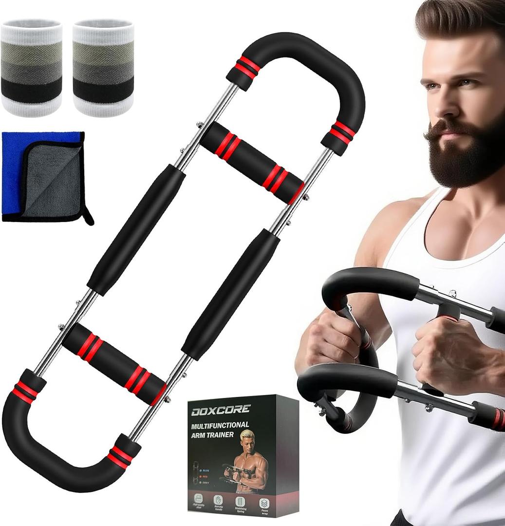 Twister Arm Trainer, 60-110lb Adjustable Resistance Workout Equipment Twister Arm Chest Exerciser Power Twister Bar, Portable Chest Press Machine Detachable Design Fitness for Home & Gym