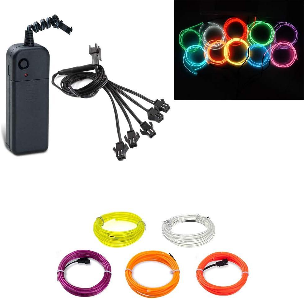 ABALDI EL Wire Neon Light Portable Battery Powered Electroluminescent Wire Pack Drivers High Brightness for Xmas Party Decoration(5x1m,Multi Colours A)
