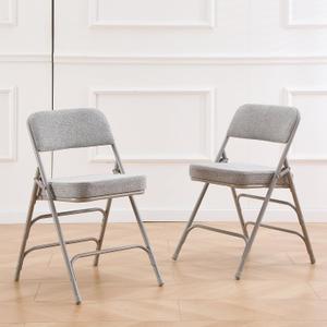 CHAIRABLE Padded Folding Chair with Cushion, Foldable Chair, Gray, 2 Pack