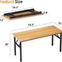 Need Office Computer Desk - 54.3L Sturdy and Heavy Duty Folding Laptop Table, Writing Table Home Office Desk, No Assembly Required Teak&Black