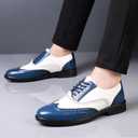 Men's Patchwork Two Tone Brogue Oxfords Shoes Fashion Hand Stitched Leather Dress Shoes Round-Toe Lace up Low Top Business Formal Derby Shoes, Size 9.5