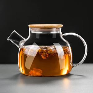 Cold Kettle teapot Glass high Temperature Explosion-Proof Household Cold Kettle teapot Water Cup Cool White Kettle Flower teapot (Color : Small, Size : 1 Pot)