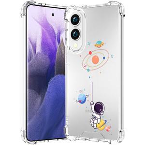 Compatible for Samsung Galaxy S25 Edge Case Clear Cute for Women - Rugged Phone Cases Funda Protector Cover Skin (Blue Planets Galaxy Astronaut)