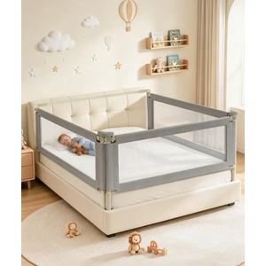 3-Piece Queen Size Bed Rail for Toddlers, Baby Bed Rail Guard with Height Adjustable, Headboard Rod, Bed Safety Rails for Queen Size Bed —(59" x 78.7" x 78.7")