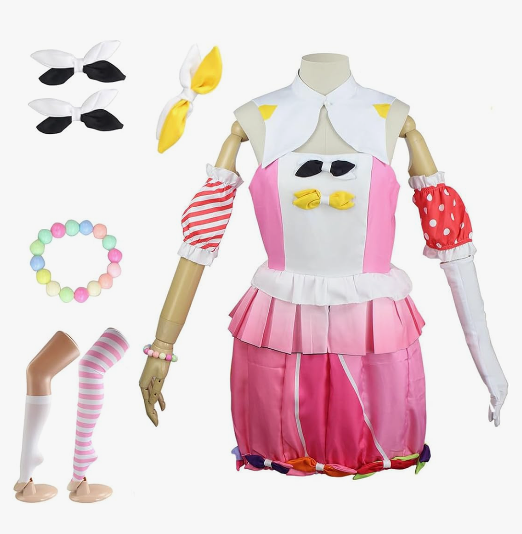 Lmetsky Ootori Emu Cosplay Costume Outfit Pink Dress Project Sekai Ootori Emu Costume Uniform With Wig Halloween 2XL